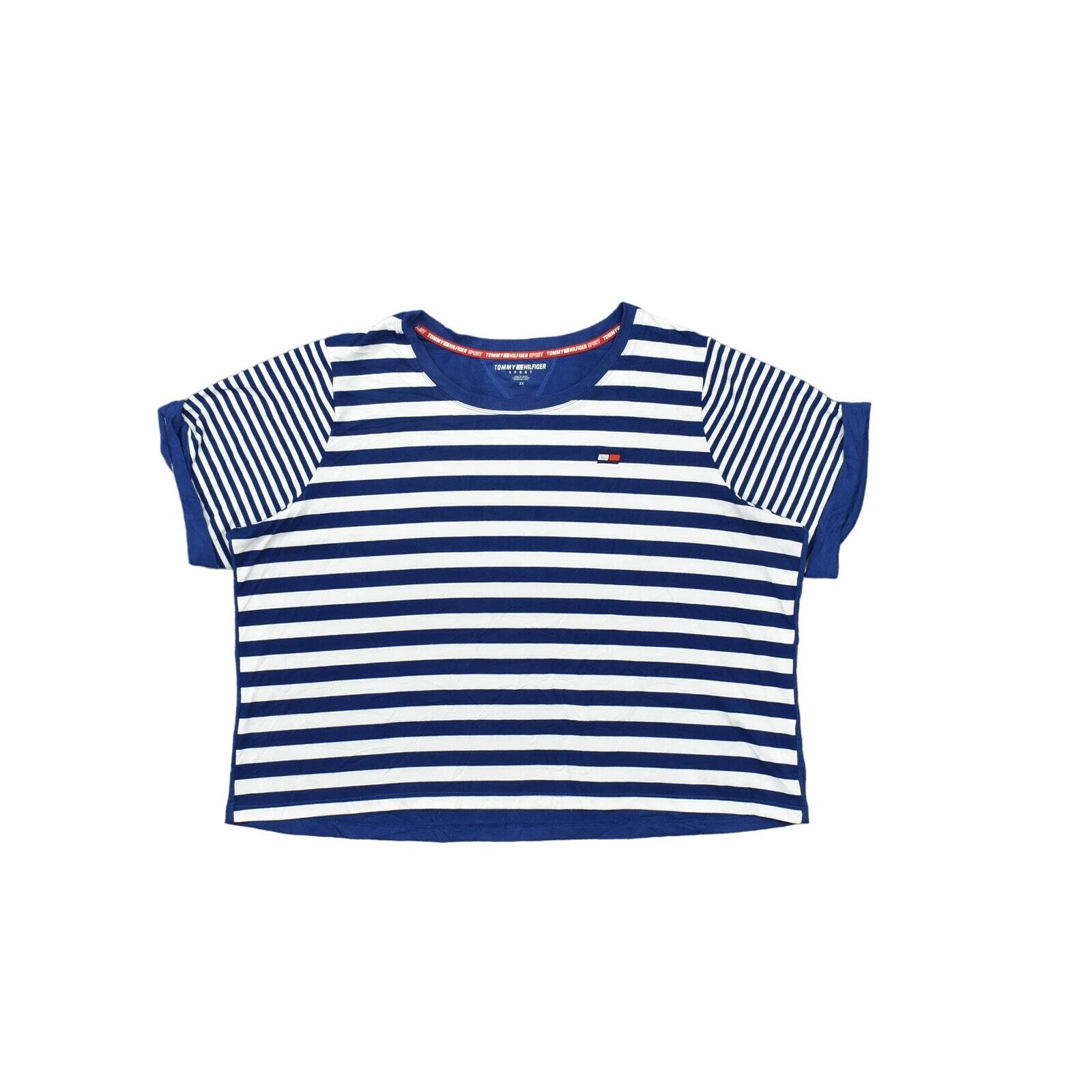 Tommy Hilfiger Blue Polyester Activewear T-Shirt 2xl Plus Short Sleeve Sport